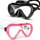 Supertrip Adult Swim Goggles, 2 Pack Snorkel Diving Mask with Nose Cover, Tempered Glass Scuba Swim Mask Snorkeling for Adult Men Women Youth