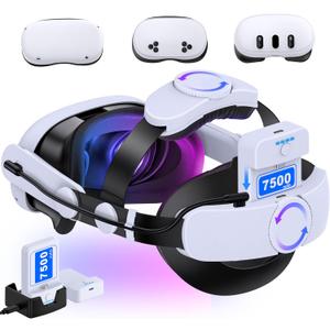 Kawaye Comfort Head Strap with 2X75000mAh Battery Packs for Meta Quest 3S/Quest 2/Quest 3 Head Strap, Double Knobs Adjustable Elite Strap Replacement, VR Headset Accessories Strap