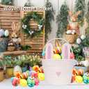 Easter Basket for kids Empty Bunny Egg Baskets With Handle And Ears Easter Gifts Cute Woven Basket (pink)