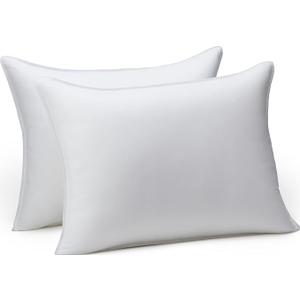 Amazon Basics Down Alternative Pillows for Stomach and Back Sleepers, Soft Density, Standard Size. White, 2-Pack