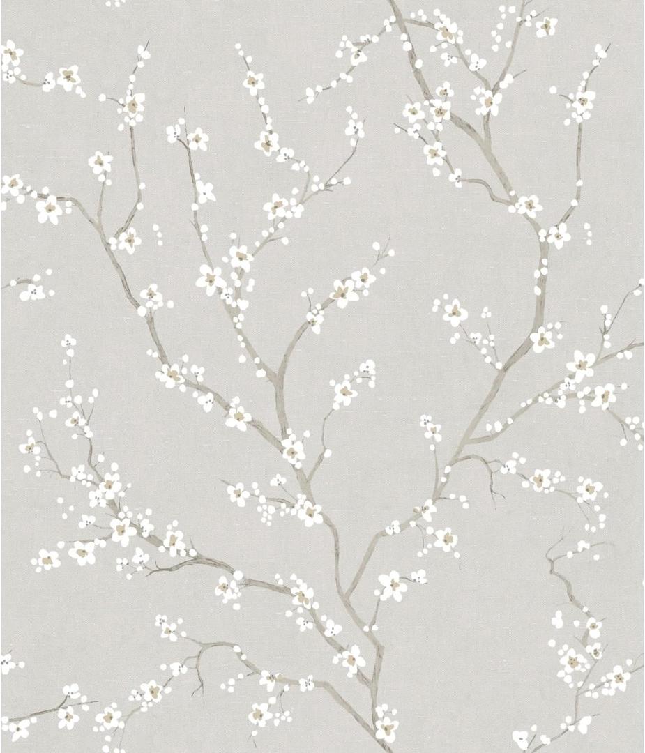 RoomMates RMK11270WP Neutral Cherry Blossom Peel and Stick Wallpaper, Neutral Small Sample