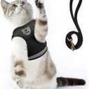Supet Cat Harness and Leash Set - Soft Mesh Adjustable Cat Vest Harness with Reflective Strap for Walking Cat and Puppy Rabbit (S (Chest: 9.5" - 13.0"), Black)