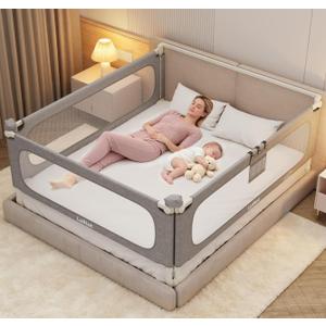King Size Bed Rails for Toddlers: 3-Piece with Corner Cushion
Stable, Tool-Free Install, Fold-Down & Dual Safety Lock, Side Pocket, Adjustable for 2-13" Mattress, for Baby Co-Sleeping