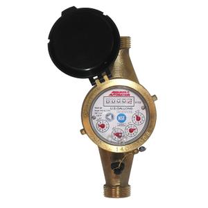 1/2 Water Meter: Lead Free Brass, NSF Certified, Multi-Jet, Gallons (Horizontal Installation)