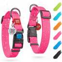 WAUDOG Waterproof Dog Collar - Adjustable Dog Collar for Large Dogs, Small and Medium Dogs - Breakaway Dog Collar Waterproof with Plastic Buckle and QR Dog Tag - Boy & Girl Dog Collars (Pink) (12" - 19" Neck * 1" Wide (Plastic Buckle))