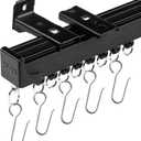 Ceiling Curtain Track Room Divider Curtain Rods Track with Hooks Ceiling Mounted Curtain Rail Black Suitable for Living Room Bedroom Bathroom (12FT) (9-12 ft (108-144 in))