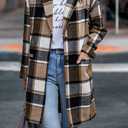 PRETTYGARDEN Women Plaid Shacket Jacket Trendy Fall Casual Button Wool Blend Tartan Trench Coat Winter Clothing with Pockets