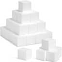 30 Pack Foam Craft Blocks for Modeling, 3 Inch Mini Square Cubes for Sculpting, School Projects (White Polystrene)