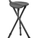 KMINA PRO - Cane Chairs for Adults (Height Adjustable Handle), Foldable Walking Cane with Seat for Seniors, Adjustable Cane with Stool, Travel Cane with Chair for Women, Aluminum Cane for Men Black