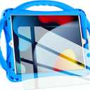 TopEsct Kids Case for iPad 10.2 inch - Shockproof Silicone Cover with Tempered Glass Screen Protector and Strap - Compatible with iPad 9th/8th/7th Gen (2021)"(Blue)