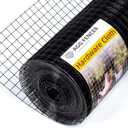 16in x 10ft Black Hardware Cloth 1 inch 16Ga PVC Coated Wire Mesh Vinyl Coated Fence, Welded Metal Chicken Wire Fencing Roll, Garden Plant Fencing, for Chicken Coop and Home Improvement