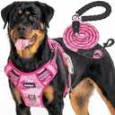 Beebiepet Heavy Duty Tactical Dog Harness for Large Dogs, No Pull Adjustable Pet Harness Reflective Service Training Easy Control Pet Vest Military K9 Working Dog Harnesses- Large, Pink Camo