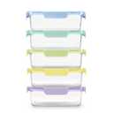Ello Color Lock 5 Cup 10PC, 5 Pack Glass Meal Prep Sets Leak-Proof Glass Food Storage Containers with Airtight BPA-Free Plastic Lids, Dishwasher, Microwave, and Freezer Safe, Purple Rain