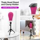 Neverland Beauty & Health Wig stand with Head,Wig Head Mannequin Head with Wig Stand Tripod,Manikin Canvas Head Set for Wigs Making Display with Wig caps,T Pins Set Bristle Brush(Red)