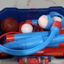 4 in 1 Kids Basketball Hoop and Tball Set for Toddlers 3+, Adjustable Basketball Stand, Hanging Tee Baseball Toy Set, Portable Indoor Outdoor Sports Toys, Birthday for Boys Ages 3-8