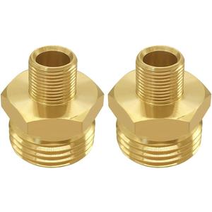 Joywayus 2PCS 3/4 GHT Male to 3/8 Compression Male Thread Adapter Pipe Fitting, Brass Reducer Faucet Connector Water Hose Adapter, Supply Line to Garden Hose Adapter for RV Kitchen Bathroom Plumbing