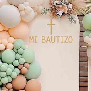 Mi Bautizo Decal Sign - Baptism Party Decorations Mi Bautizo Backdrop Sign, God Bless Christening Confirmation Religious First Holy Communion Party Backdrop Sign