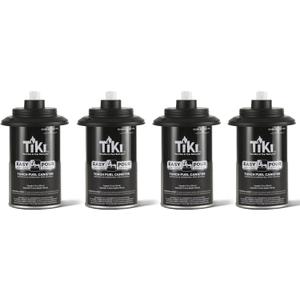 TIKI Torch Replacement Canister Set of 4 Refillable Metal Torch Fuel Canisters with Easy Pour System, 12 oz Weather-Resistant Outdoor Lighting Accessories for Patio, Garden & Deck