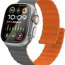 Fullife Silicone Magnetic Band Compatible with Apple Watch Ultra 3/2/1 Band 49mm for Men Women, Sport Solo Loop for Apple Watch Series 11/10 46mm, 9/8/7 45mm, SE3/6/5/4 44mm, 3/2/1 42mm Contrast Color, Pack 2