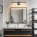 AIJIASI Modern Bathroom Light Fixtures Over Mirror - 24 Inch Black Vanity Light Bar 18W 3000K Dimmable LED Vanity Lighting Fixtures for Restroom Mirror