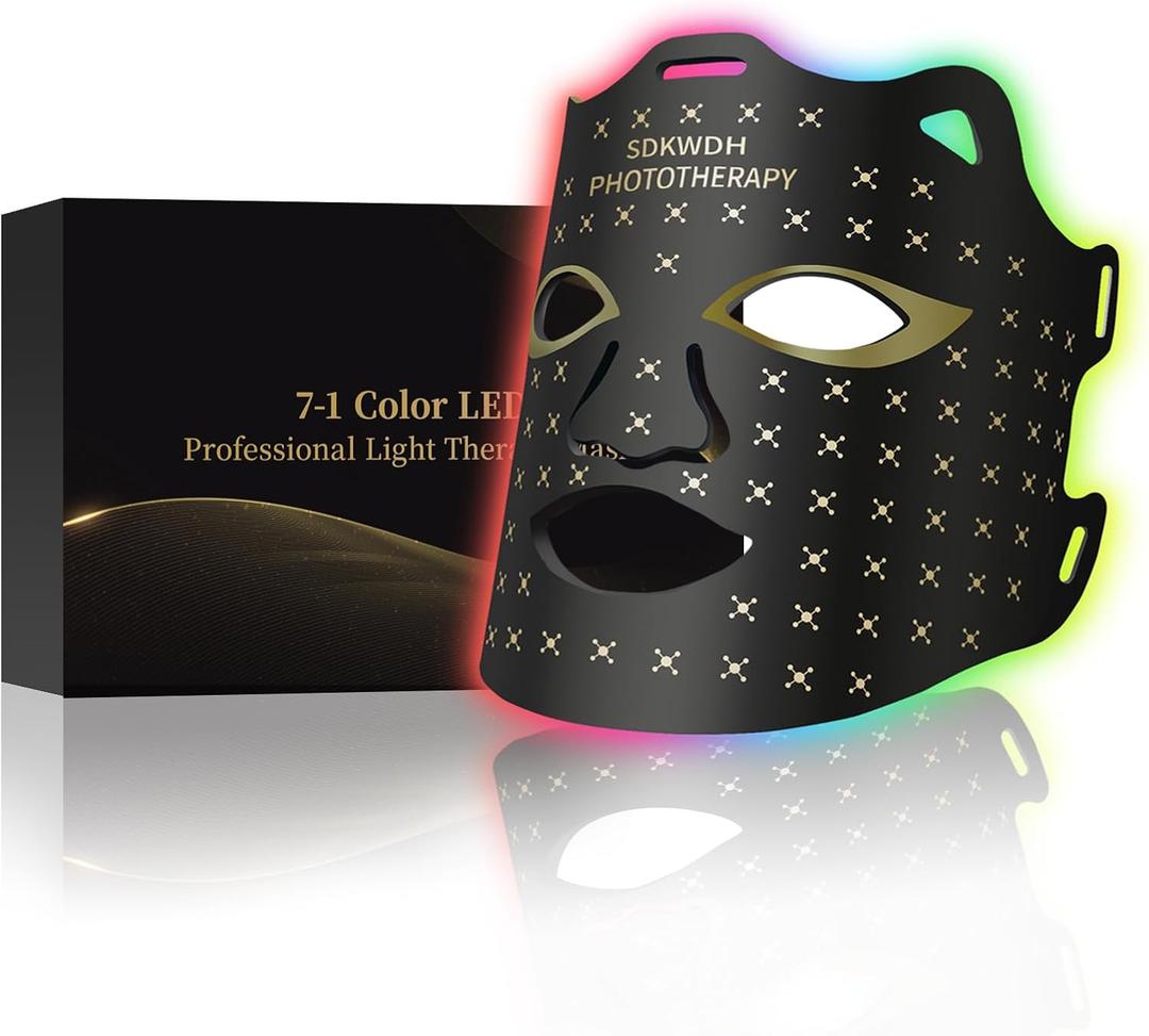SDKWDH Red Light Therapy for Face, Led Face Mask Light Therapy At Home, 7 Colors LED Face Mask Light Therapy