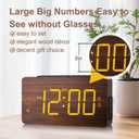 Wooden Digital Alarm Clock for Bedrooms - Extra Loud Alarm for Heavy Sleepers, Adjustable Volume & Brightness, DST, Dual Use as Desk/Wall Clock, Elegant Wood Decor for Home & Office