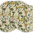 Artoid Mode Brown Lemon Tree Bird Flower Round Summer Placemats Set of 4, 14 Inch Spring Farmhouse Round Table Mats for Dining Decoration (Multicolor)