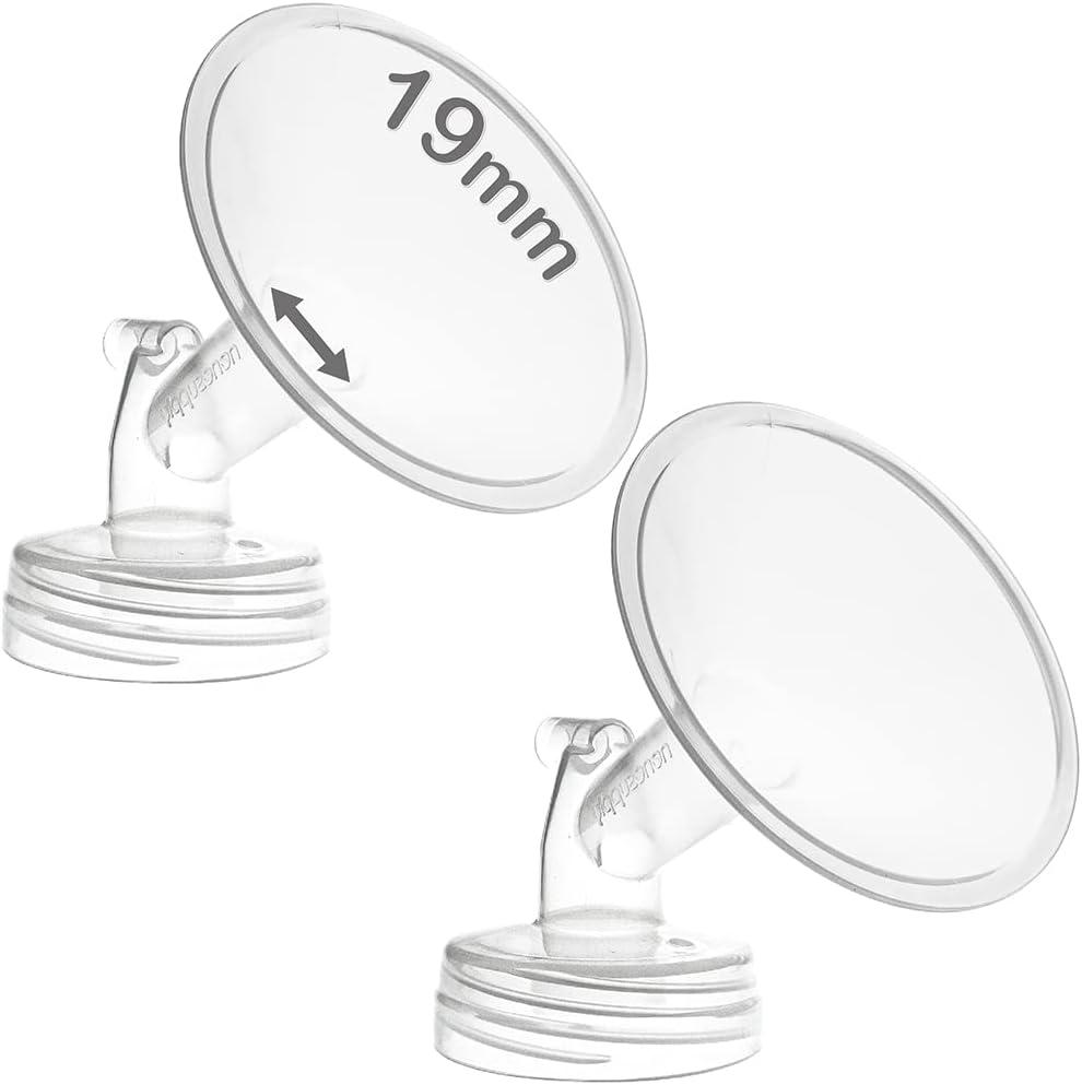Nenesupply 19mm 2 pc Flanges Compatible with Spectra S2 S1 9 Plus Synergy Gold Breastpump Replacement to Spectra Pump Parts Flange Accessories Wide Mouth Work with Valve Backflow Protector Bottle