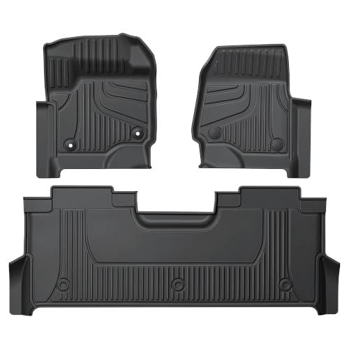 AOMSAZTO Floor Mats for 2017-2025 Ford F-250/ F-350/ F-450/ F-550 SuperCrew Cab - 1st and 2nd Row All Weather Floor Liners for F250 / F350 / F450 / F550 SuperDuty Crew Cab with Storage Box