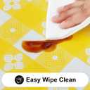 Rectangle Vinyl Table Cloth, Waterproof Elastic Fitted Tablecloth with Flannel Backing, Plastic Table Cover for Picnic, Camping, Outdoor (White & Yellow, 24"x48")