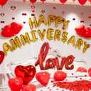 Anniversary Balloons Decorations,Happy Anniversary Banner,Red Heart Shaped Balloons,Large Love Balloon,Rose Petals,Latex Balloon for Romantic Nigh Valentines Day Party Supplies