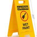 SmartSign "Caution - Wet Paint" Folding Floor Sign | 25" x 12" Plastic
