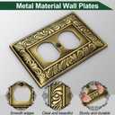 Antique Brass Duplex Outlet Cover Paisley Pattern Decorative Wall Plates for Electrical Outlet, Metal Switch Plates and Receptacle Cover for Kitchen Bathroom (1 Gang Duplex Outlet-6 Pack)