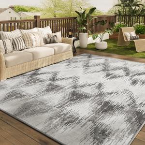 COCOER Outdoor Rug-Quick Dry Indoor Outdoor Area Rug-Grey Rugs for Living Room-Absorbent Patio Rug-Non Slip Outdoor Carpet-Morocco Washable Rug-Room Decor for Balcony Deck (8' x 10' (Rectangular)) COCOER Outdoor Rug-Quick Dry Indoor Outdoor Area Rug-Grey Rugs for Living Room-Absorbent Patio Rug-Non Slip Outdoor Carpet-Morocco Washable Rug-Room Decor for Balcony Deck (8' x 10' (Rectangular))