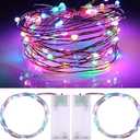 String Lights, Waterproof LED String Lights,2 Pack 20ft 60 LED Festival Decorations Crafting Battery Powered Copper Wire Starry Fairy Lights (Multicolor)