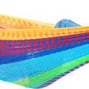 PNAEUT Mayan Hammock, Handwoven XL Thick Soft Rope Hammocks for Outdoor Indoor, Max 600 lbs Capacity, Tree Straps & Carabiners Included (Tropical, No Stand)