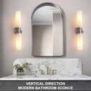 Wall Sconces Set of Two,Brushed Nickel Bathroom Sconces Wall Lighting with White Glass, Modern Sconces Wall Decor Set of 2 Wall Light fixtures for Bathroom Mirror Living Room Hallway Bedroom Wall Lamp