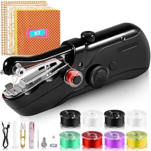 Handheld Sewing Machine, Battery Operated Mini Sewing Machines for Beginners, Fast Stitching Electric Hand Sewing Machine with Accessory Kit, Hand Stitching Machine for DIY Fabrics Clothes Home Travel