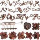 24 Pcs Brain Teaser Puzzles for Adults - Metal Puzzles 3D Puzzle Game Toys for Adults Teens - Wooden Unlock Interlocking Puzzle Adult IQ Education Smart Toys