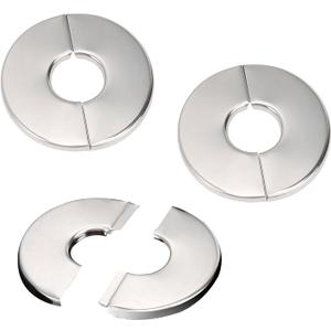 3 Pack Wall Split Flange Self-Adhesive Split Flange for Pipes 35mm Snap-On Cover, Stainless Steel Decorative Pipe Ring for Water/Drain/Gas Lines