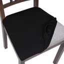 SearchI Seat Covers for Dining Room Chairs Stretch Jacquard Chair Seat Covers Set of 4, Removable Washable Upholstered Chair Seat Protector Cushion Slipcovers for Kitchen, Office(Black Rhombus)