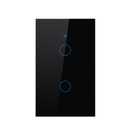 WiFi Smart Wall Light Switch,US Standard Voice Control Tempered glass panel, 2.4GHz Wi-Fi Touch Switches, Remote Control Smart Life/Tuya App, (2Gang-Black)