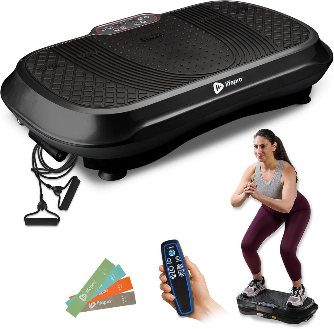 Lifepro Waver Vibration Plate Exercise Machine  High-Intensity Vibration for Muscle Activation, Full-Body Workout Vibrating Platform with Loop Bands, Fitness Equipment for Strength Toning & Fat Loss (Black)