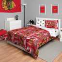 FOCO Chicago Blackhawks NHL Team Color Bed in a Bag Comforter Bedding 5 Piece Set - Full