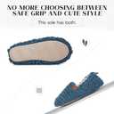 Women's Soft Curly Full Slippers - Memory Foam House Shoes Cozy Loafer with Polar Fleece Lining Indoor Lightweight House Slip-on (Blue, L)