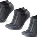 DANISH ENDURANCE Ultra-Comfort Ankle Running Socks - 3 or 5 Pack (Large, Grey/Black)