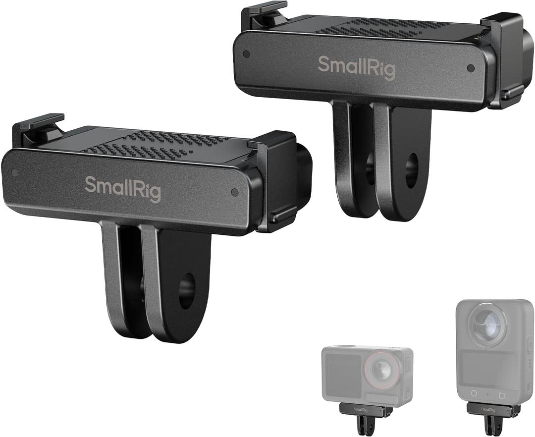 SMALLRIG Quick Release Mount (2pcs) for DJI Osmo 360/ Action 5 Pro / 4/3, Adapter Support with Incorporates 2-Prong Mount for Magic Arm, Selfie Stick, Crab-Shaped Clamp 