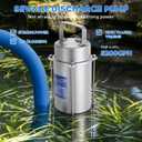 1.6HP 5200GPH Sewage Grinder Pump Stainless Steel Effluent Pump with Auto Float Switch for Basement Sump Basin and Sewage Well Pre-wired (16M) with a 3-Point Plug