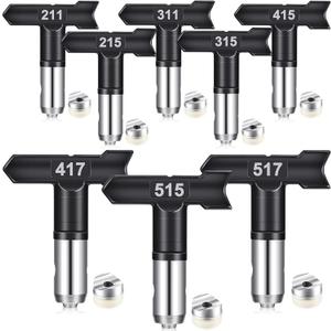 8 Pcs Spray Tips for Paint Reversible Airless Spray Nozzles Machine Part Guns for Homes Buildings Painting Decks Fences(211, 215, 311, 315, 415, 417, 515, 517)