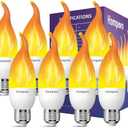 Hompavo Christmas Decorations, LED Flame Light Bulbs E26 Base, Upgraded 3 Modes Flickering Candle Bulbs for Christmas Halloween Party Porch Indoor & Outdoor Decor - 6 Pack